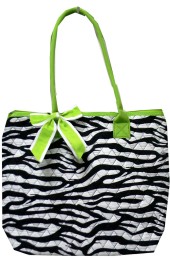 Small Quilted Tote Bag-BG0710/ZEBRA-LIME